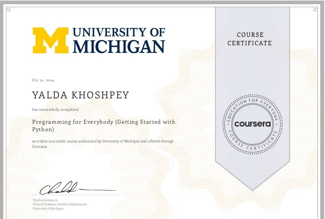 Programming for Everybody Certificate